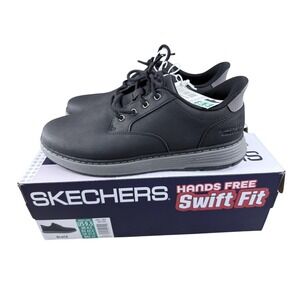 SKECHERS Hands Free Swift Fit Shoes Mens Size 9.5 Black Lace Up Casual 1961245